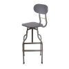 Industrial Style Wooden Swivel Bar Stool With Black Metal Base, Dark Brown