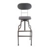 Industrial Style Wooden Swivel Bar Stool With Black Metal Base, Dark Brown