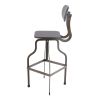 Industrial Style Wooden Swivel Bar Stool With Black Metal Base, Dark Brown