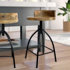 Industrial Style Adjustable Swivel Bar Stool With Backrest