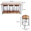 Rectangular Bar Dining Table With 3 Round Stools, Pack Of 4, Brown and Black