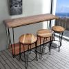 Rectangular Bar Dining Table With 3 Round Stools, Pack Of 4, Brown and Black