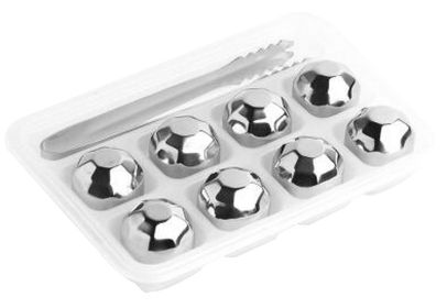 Set of 8 Stainless Steel Ice Cube Stainless Steel Reusable Ice Cubes [Diamond]