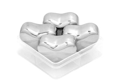Set of 4 Stainless Steel Ice Cube Stainless Steel Reusable Ice Cubes [Heart]
