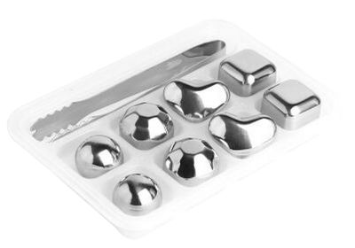 Set of 8 Multi Shape Stainless Steel Reusable Ice Cubes