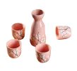 Set Of 5 Elegant Ceramic Wine Sets Wine Jug Household Use Sake Cups-G Type