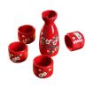 Set Of 5 Elegant Ceramic Wine Sets Wine Jug Household Use Sake Cups-J Type