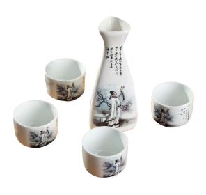 Set Of 5 Household Use Sake Cups Retro Ceramic Wine Sets Wine Jug-Poet