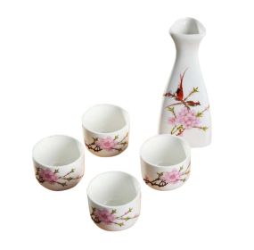 Set Of 5 Household Use/Restaurant Sake Cups Ceramic Wine Sets-Flower