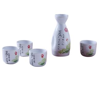 Set Of 5 Household Use/Restaurant Sake Cups Ceramic Wine Sets-Lotus
