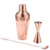 Set of 3 Stainless Steel Bartender Kit Pink Cocktail Shaker