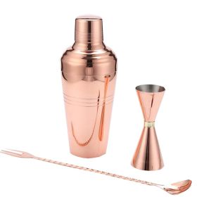 Set of 3 Stainless Steel Bartender Kit Pink Cocktail Shaker