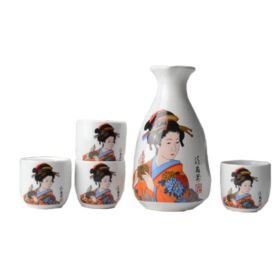 5 PCS Japanese Liquor Sake Set Porcelain Traditional Ceramic Cups Crafts Temperature Wine Glasses-A23