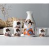 5 PCS Japanese Liquor Sake Set Porcelain Traditional Ceramic Cups Crafts Temperature Wine Glasses-A23