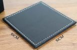 Set of 6 PU Leather Drink Coasters Table Mats With Holder Square Coasters, Black