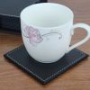 Set of 6 PU Leather Square Drink Coasters Custom Coasters with a Holder,Coffee