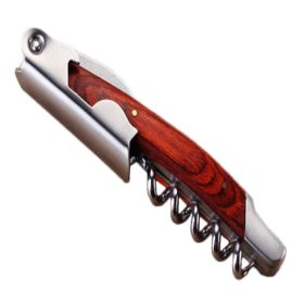 Stainless Steel Corkscrew Wine Bottle Opener With Wooden Handle