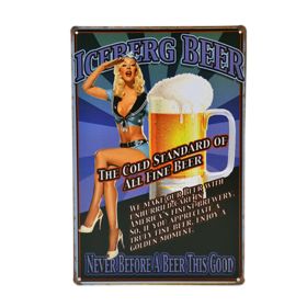 [ICE BEER] Creative Bar Wall Decoration Vintage Metal Plate Painting 30*20cm
