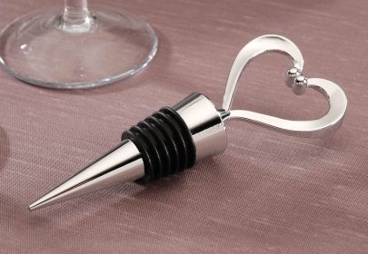 Cut Out Heart Wine Stopper Silver 4.5 Inches