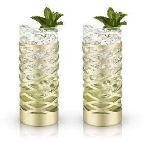 Gold & Crystal Patterned Highball Glasses by ViskiÂ®