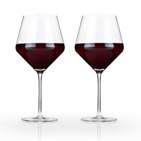 Angled Crystal Burgundy Glasses by ViskiÂ®