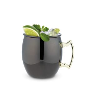 Black Moscow Mule Mug with Gold Handle, 2 Pack, by True