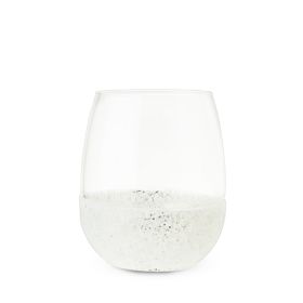 Glimmer: Silver Glitter Silicone Wrapped Stemless Wine Glass