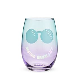 Resting Beach Face Stemless Wine Glass by BlushÂ®
