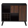 DunaWest Wooden Wine Bar Storage Cabinet with 2 door cabinet and Storage Cubes, Black And Brown