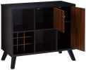 DunaWest Wooden Wine Bar Storage Cabinet with 2 door cabinet and Storage Cubes, Black And Brown