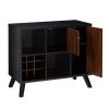 DunaWest Wooden Wine Bar Storage Cabinet with 2 door cabinet and Storage Cubes, Black And Brown