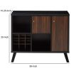 DunaWest Wooden Wine Bar Storage Cabinet with 2 door cabinet and Storage Cubes, Black And Brown