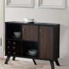 DunaWest Wooden Wine Bar Storage Cabinet with 2 door cabinet and Storage Cubes, Black And Brown