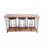 Rectangular Bar Dining Table With 3 Round Stools, Pack Of 4, Brown and Black