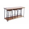 Rectangular Bar Dining Table With 3 Round Stools, Pack Of 4, Brown and Black