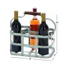 Metal Strip Wine Holder With Wooden Handle And Six Bottles Storage, Gray