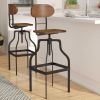 Industrial Style Wooden Swivel Bar Stool With Metal Base, Gray and Brown