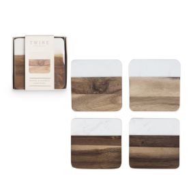 Marble & Acacia Coaster Set by TwineÂ®