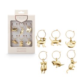 Gold Cat Wine Charms by TwineÂ®