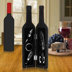 Premium Wine Bottle Gift Set - Opener, Stopper, Drip Ring, Foil Cutter & Pourer