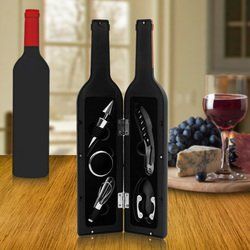 Premium Wine Bottle Gift Set - Opener, Stopper, Drip Ring, Foil Cutter & Pourer