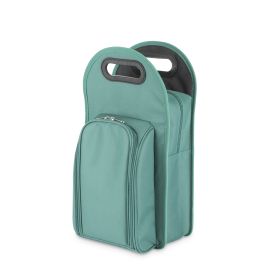 Metroâ„¢: 2-Bottle Tote in Green & Black